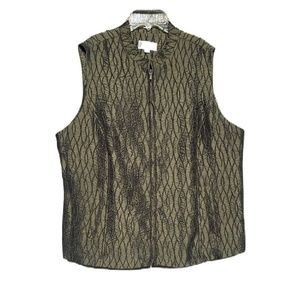 Erin London vest full zip metallic green 1X